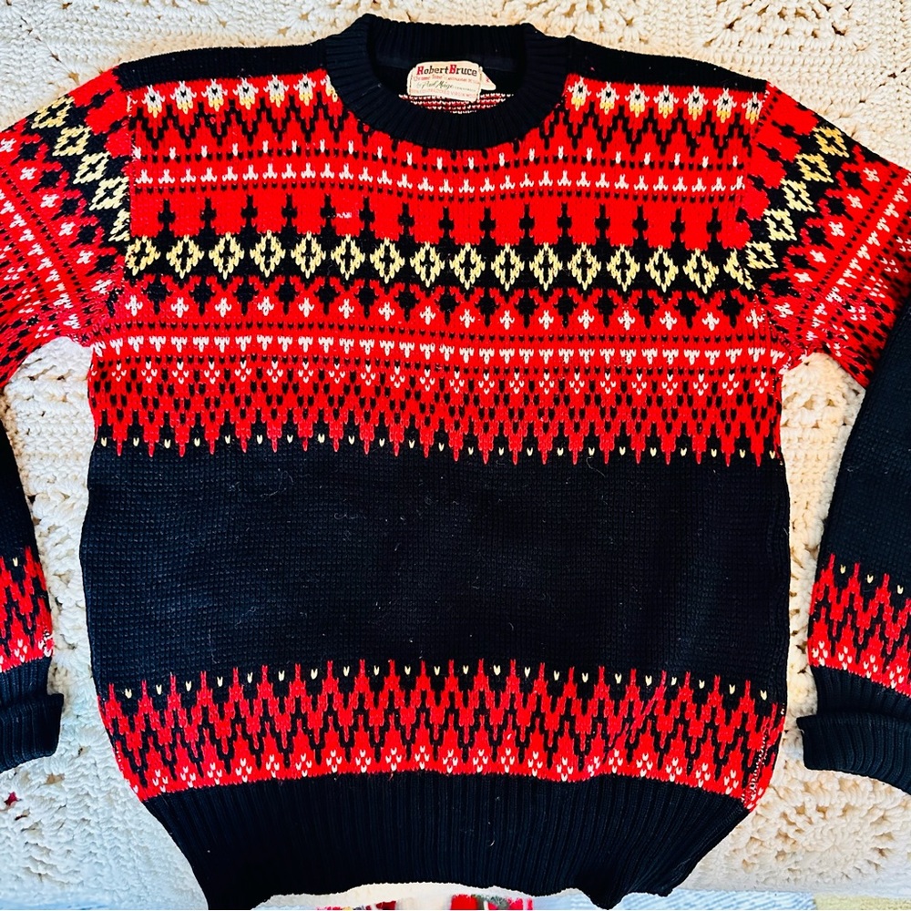 Vintage Robert Bruce Ski Sweater Paul Maige Wool Scandinavian Size Small